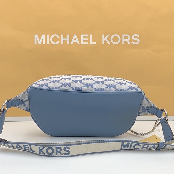 MICHAEL KORS Maisie Large Logo 2-in-1 Sling Waist Fanny Pack Crossbody  Denim/si - Picture 7 of 15